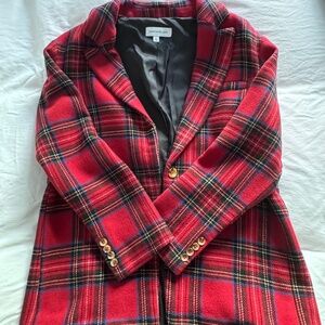 Red plaid wool blazer